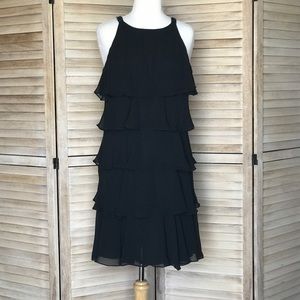 Black Tiered Flapper Shift Size 12 Beaded Straps